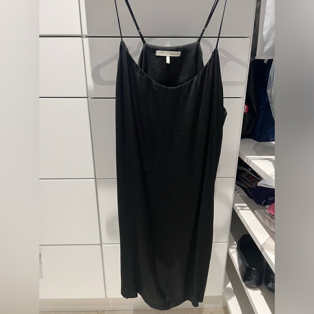 Perfect condition oak and fort black silk slip mini dress, size M